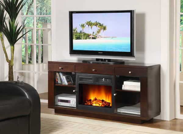 Фото встроенного электрокамина с эффектом живого огня