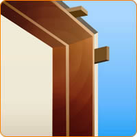 Закрепление дверной коробки с помощью клиньев