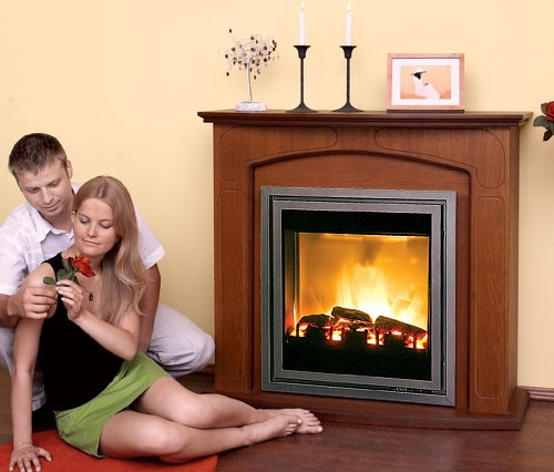 Фото электрокамина с деревянным порталом