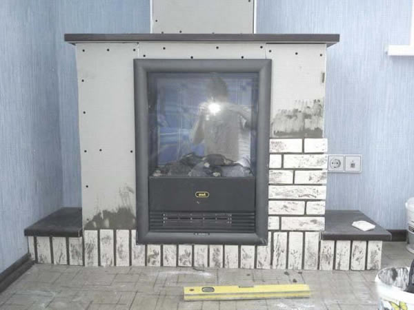 облицовка портала для электрокамина из гипсокартона