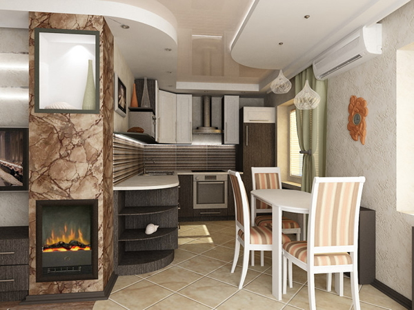 угловой камин в интерьере дома